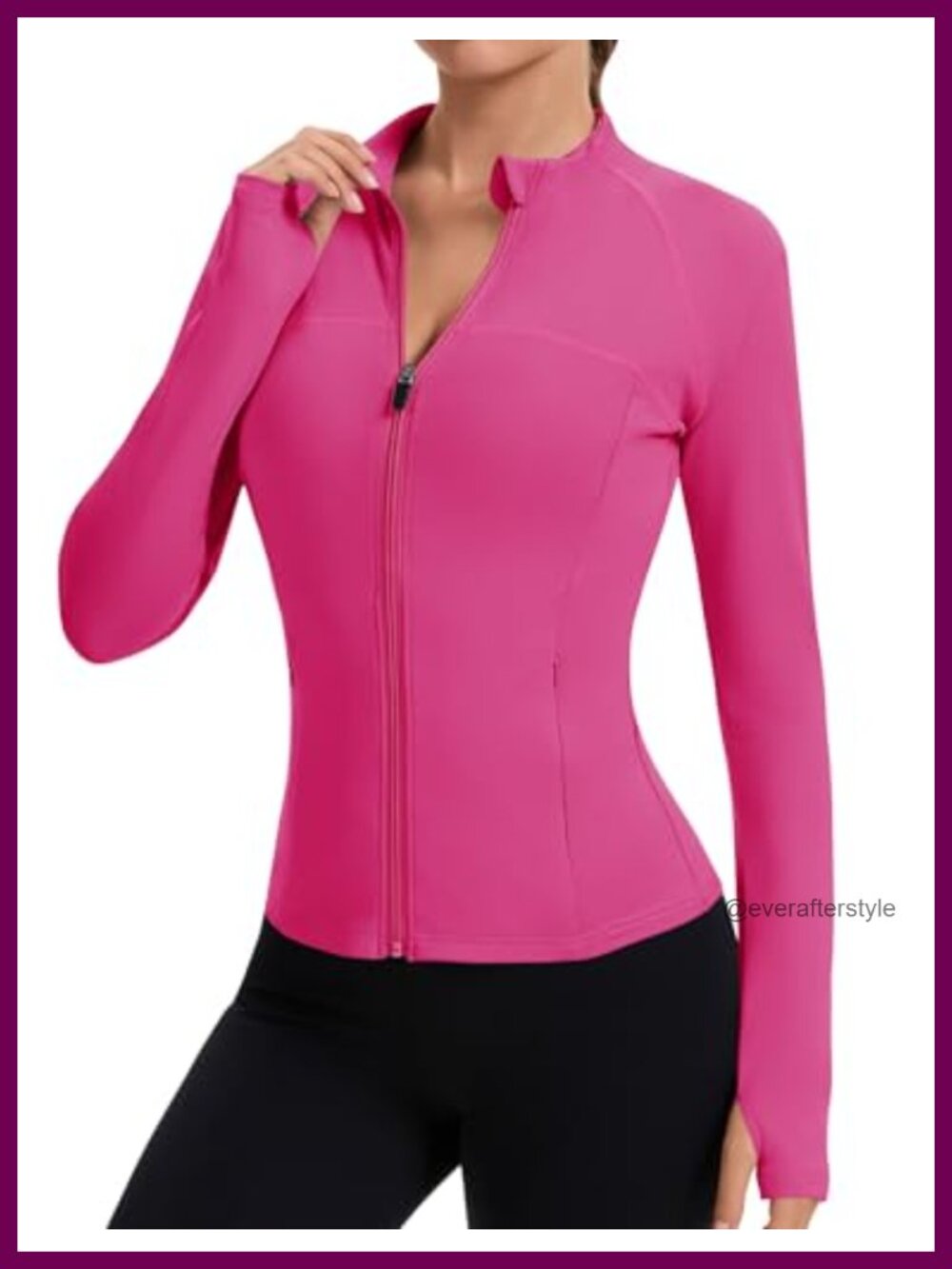 Women's Full Zip Workout Jacket Slim Fit Athletic Top with Thumb Holes
